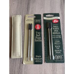 CROSS Ladies Classic Century Matte Gray/silver Pen Tan Leather Pouch /refills